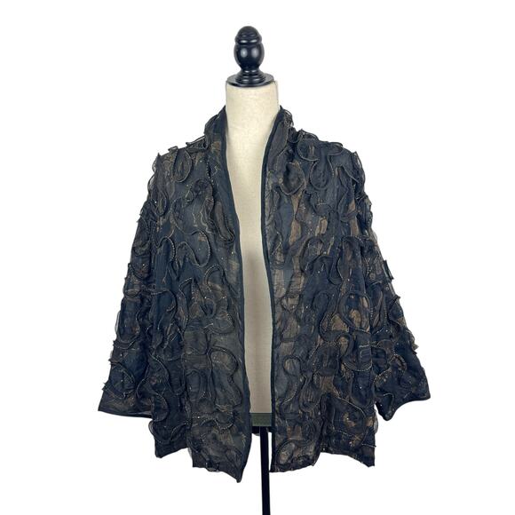 Dilemma Dhun Shroff Textured Black & Bronze Evening Topper Jacket - Picture 1 of 6